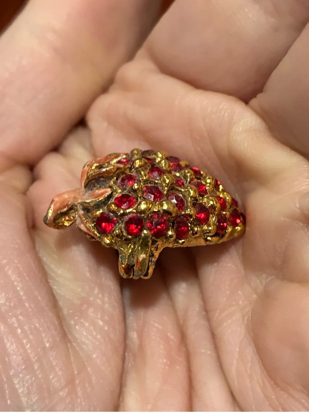 Vintage Rhinestone Strawberry Brooch